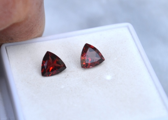 1.82 Carat Matched Pair of Strawberry Red Garnets