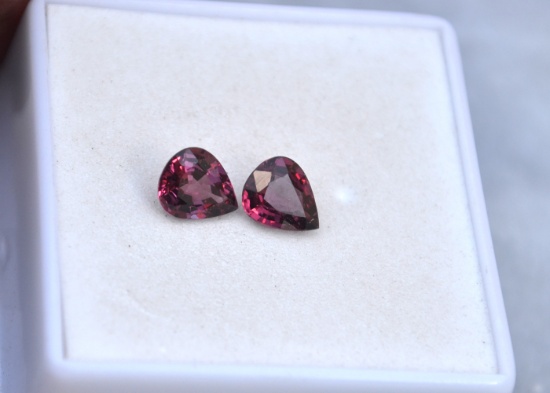 1.51 Carat Matched Pair of Raspberry Red Garnets