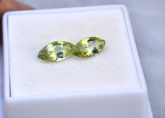2.25 Carat Matched Pair of Marquise Cut Peridots