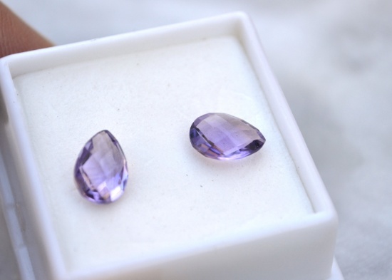 3.08 Carat Matched Pair of Checkerboard Cut Amethysts