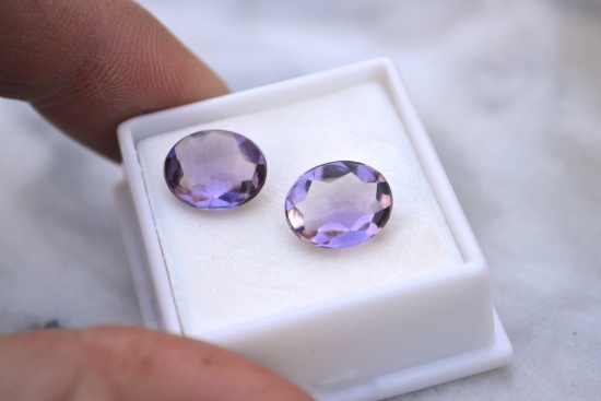 3.31 Carat Matched Pair of Checkerboard Cut Amethyst