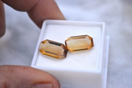 1.48 Carat Matched Pair of Fancy Cut Citrines