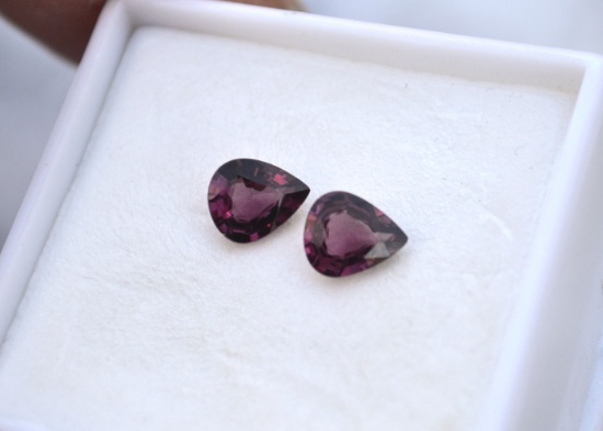 1.34 Carat Matched Pair of Raspberry Red Garnets