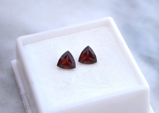 1.83 Carat Matched Pair of Strawberry Red Garnets
