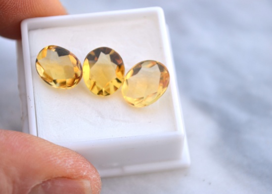 10.31 Carat Matched Trio of Checkerboard Cut Citrines