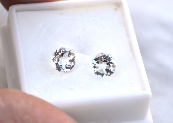 3.02 Carat Matched Pair of White Topaz