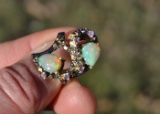 Opal and Amethyst Ring in Sterling Silver -- Size 8.5