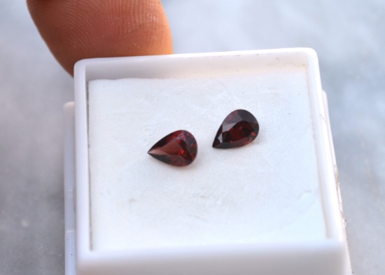 1.69 Carat Matched Pair of Strawberry Red Garnets