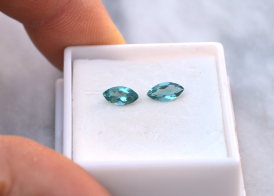 1.09 Carat Matched Pair of Neon Blue Apatite