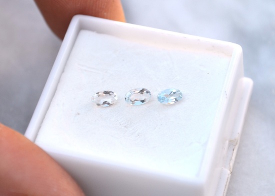 0.62 Carat Matched Trio of Aquamarine