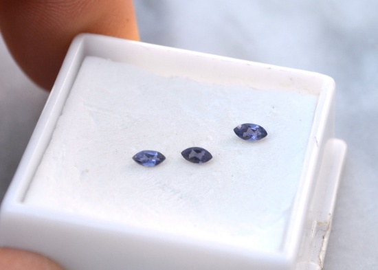 0.20 Carat Matched Trio of Marquise Cut Tanzanite