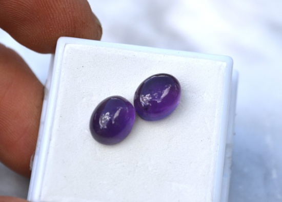 6.51 Carat Matched Pair of Amethyst Cabochons