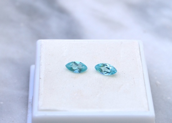 0.90 Carat Matched Pair of Neon Blue Apatite