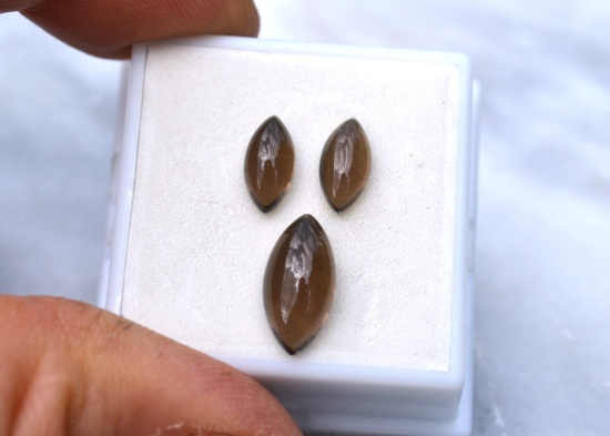 5.91 Carat Matched Trio of Smoky Quartz