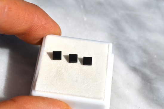 0.99 Carat Matched Trio of Square Cut Onyx