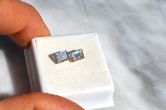 2.04 Carat Matched Pair of Faceted Labradorites