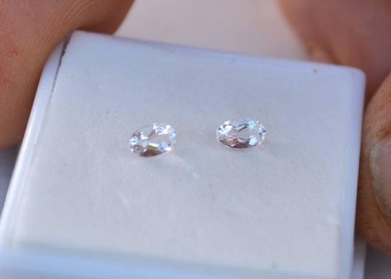 0.44 Carat Matched Pair of Aquamarine