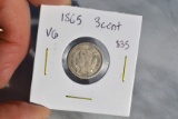 1865 3 Cent Coin!  Civil War Era Coin!