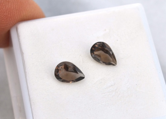 1.37 Carat Matched Pair of Smoky Quartz