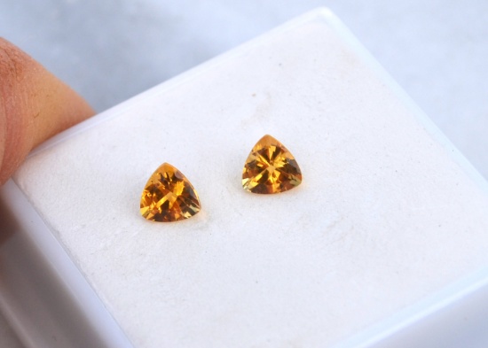0.74 Carat Matched Pair of Citrines