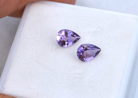 1.12 Carat Matched Pair of Amethyst