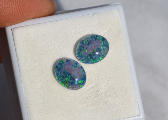 3.88 Carat Matched Pair of Australian Opal Triplets