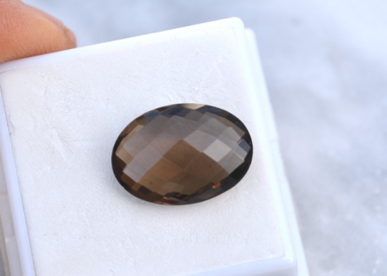 9.23 Carat Cushion Checkerboard Cut Smoky Quartz