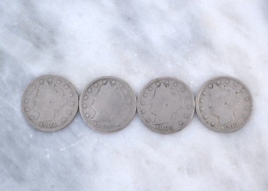 1903, 1904,1905 & 1910 Liberty V Nickels