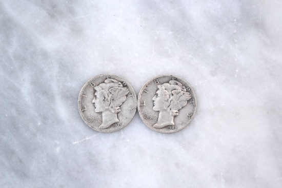 Pair of Mercury Dimes -- 90% Silver