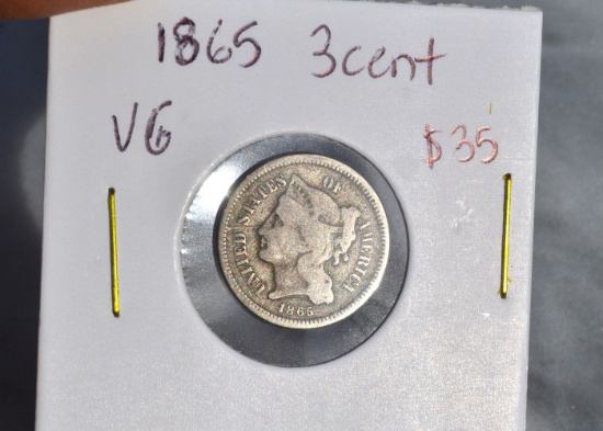 1865 3 Cent Coin!  Civil War Era Coin!