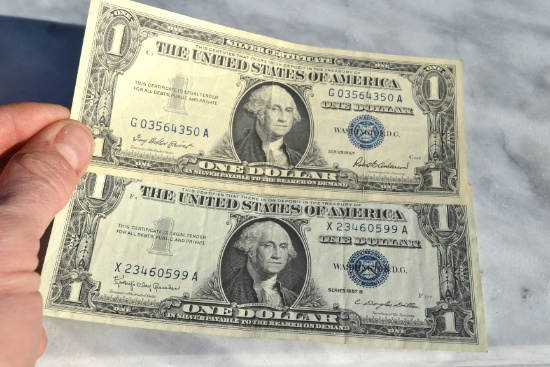 Set of 2, 1957 $1 Silver Certificate Notes -- High Grade