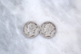 Pair of Mercury Dimes -- 90% Silver
