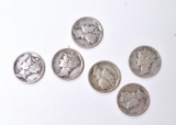 Set of 6 Mercury Dimes
