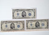 Set of 3 1934 $5 Silver Certificates