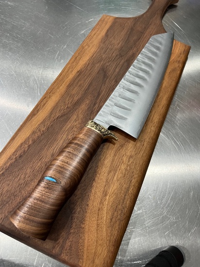 High End, Handmade, Professional Chef Knife with Black Walnut Handle
