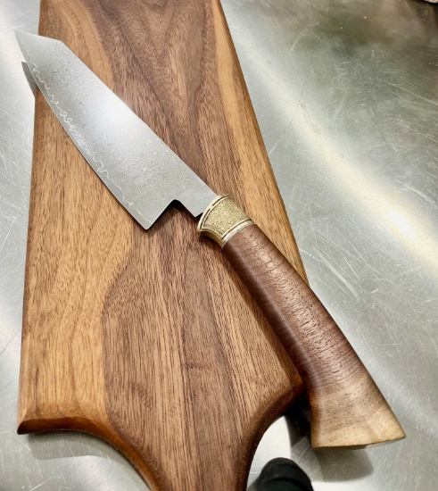 High End, Handmade, Professional Chef Knife with Black Walnut Handle