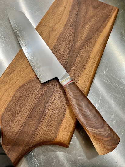 High End, Handmade, Professional Chef Knife with Black Walnut Handle