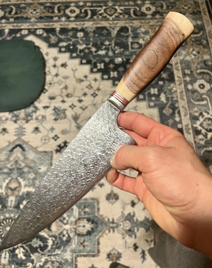 High End, Handmade, Professional Chef Knife with Black Walnut Handle
