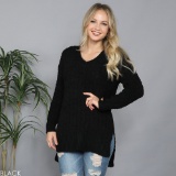 V-Neck Cable Popcorn Knit Sweater