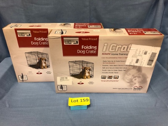 (2) Metal Folding Dog Crates