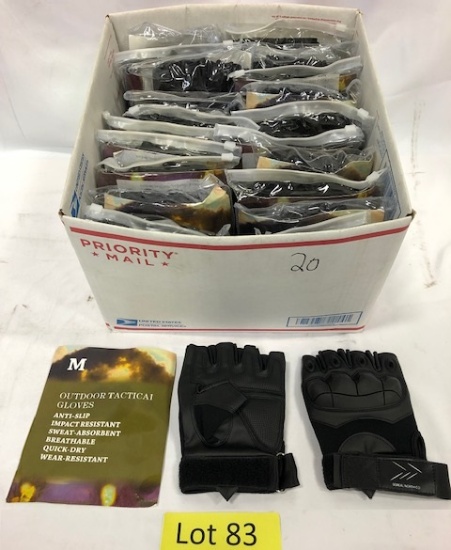 (20) Pair Outdoor Tactical Fingerless Gloves  ~  Size Medium