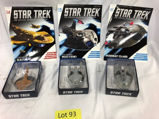 (3) Star Trek Starship Collection Ships w/ Magazines