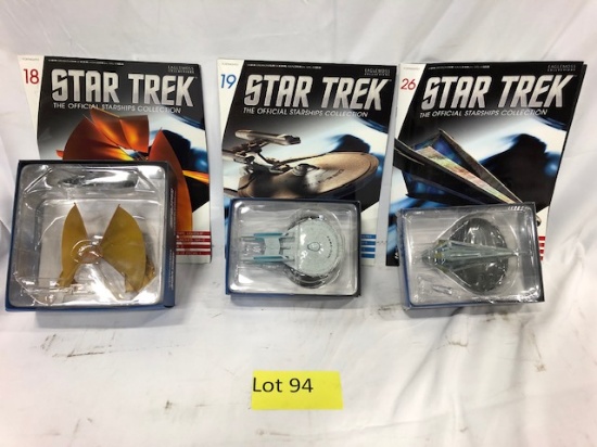 (3) Star Trek Starship Collection Ships s/ Magazines