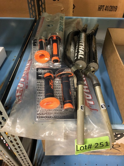 4 RENTHAL MOTORCYCLE HANDLEBARS AND 2 PAIR GRIFFSET