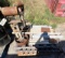 PALLET WITH (2) STEEL MATERIAL ROLLERS AND SQUARE TUBING MEASURING 35