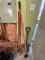 LOT OF GARDEN TOOLS - SCRAPER - (2) HOES - ROUND SHOVEL