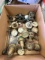 BOX OF BRASS WELDING GAUGES AND TORCH HEAD