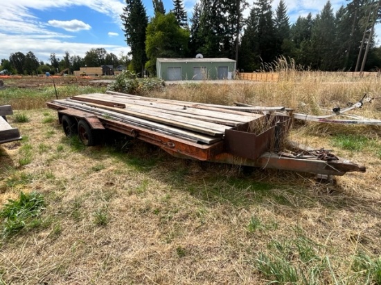 TANDEM AXLE - 20 FOOT FLATBED TRAILER AND CONTENTS