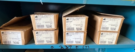 LOT OF (7) DIXIE INDUSTRIES HOOKS - (6) BOXES OF 5/16" GRAB HOOKS AND (1) BOX OF 3/8" SLIP HOOKS