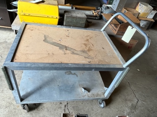 ALUMINUM ROLLING CART - 27" LONG  - 39" WIDE AND 28" TALL